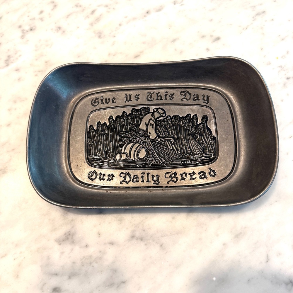 Wilton Armetale Give Us This Day Our Daily Bread Tray Pewter Finish 10.5in